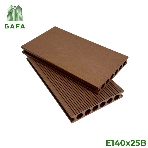 Sàn gỗ nhựa 6 lỗ tròn GAFA [Mặt CHÀ NHÁM] - Kích thước 140x25 [E140x25B] - Hình ảnh 3